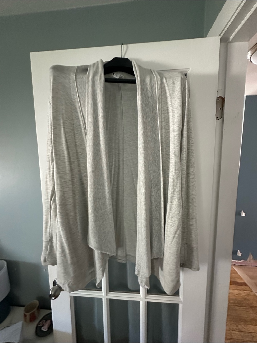 Athleta Light Gray Open-Front Draped Cardigan
